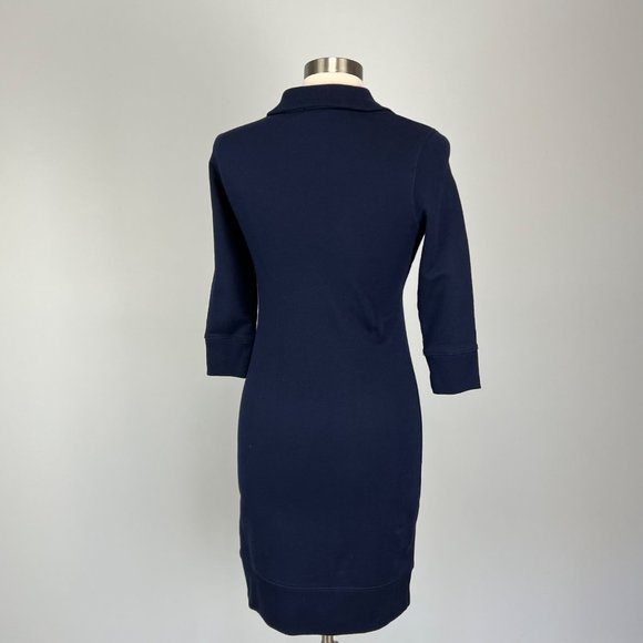 Lauren Ralph Lauren LRL Blue Cotton Knit Sweater Dress Buckle Collar size Small - Picture 8 of 10